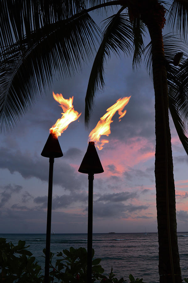 Torches at Sunset Photograph by James Kirkikis