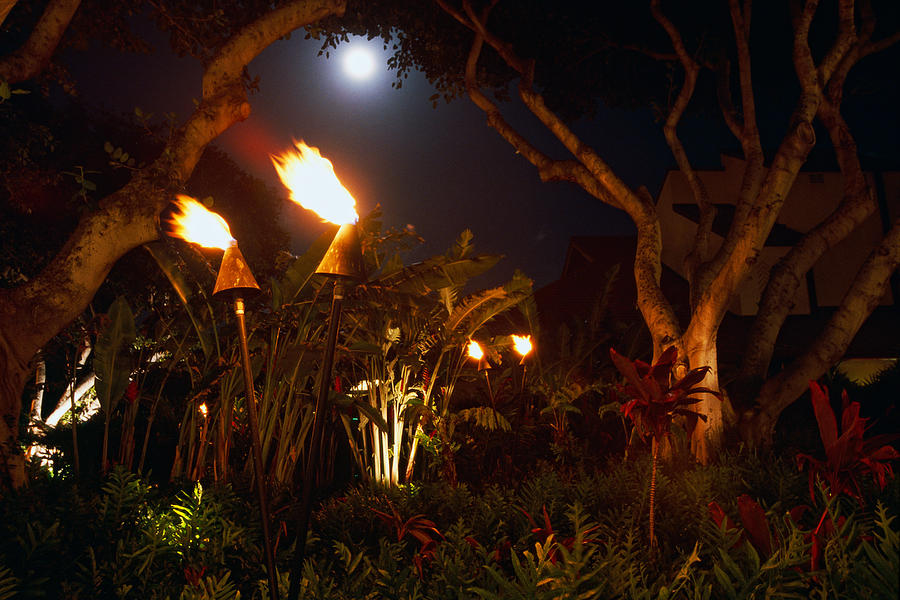 Burning Photograph - Torches Of Hawai by George Oze Burning Photograph - Torches Of Hawai by George Oze