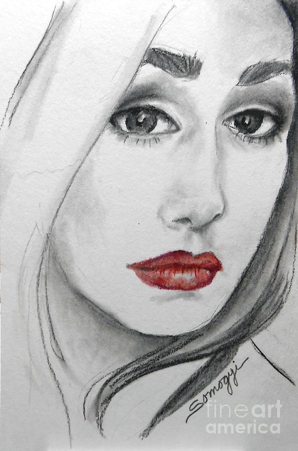 Tori, at 19 -- female portrait Drawing by Jayne Somogy