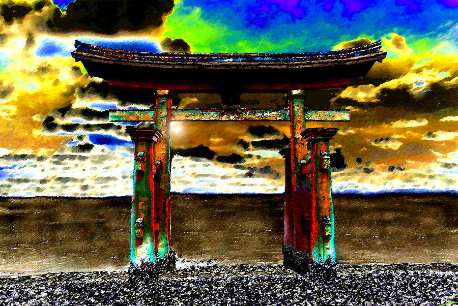 Abstract Painting - Torii Sunrise by David Lee Thompson
