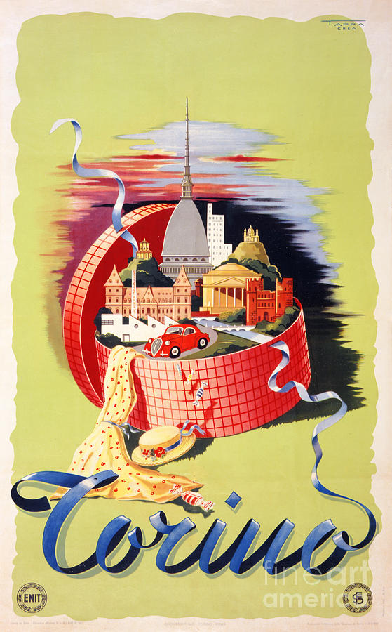 Vintage Painting - Torino Turin Italy Vintage Travel Poster Restored by Vintage Treasure