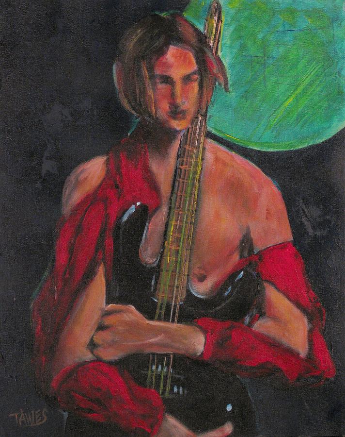 Music Painting - Torn Blues in Red by Dennis Tawes