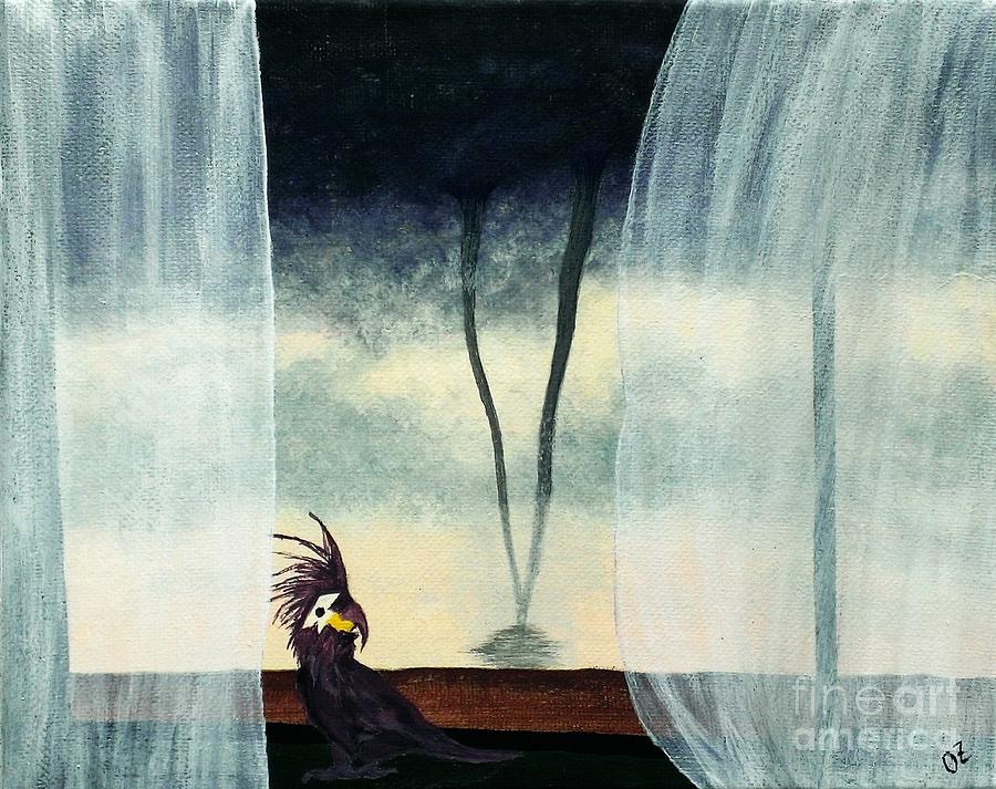 Tornado Painting - Tornado Outside Window by Olga Zavgorodnya