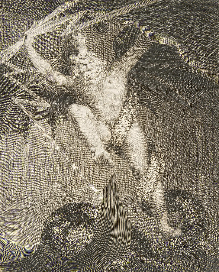 Tornado Zeus Battling Typhon Relief by William Blake