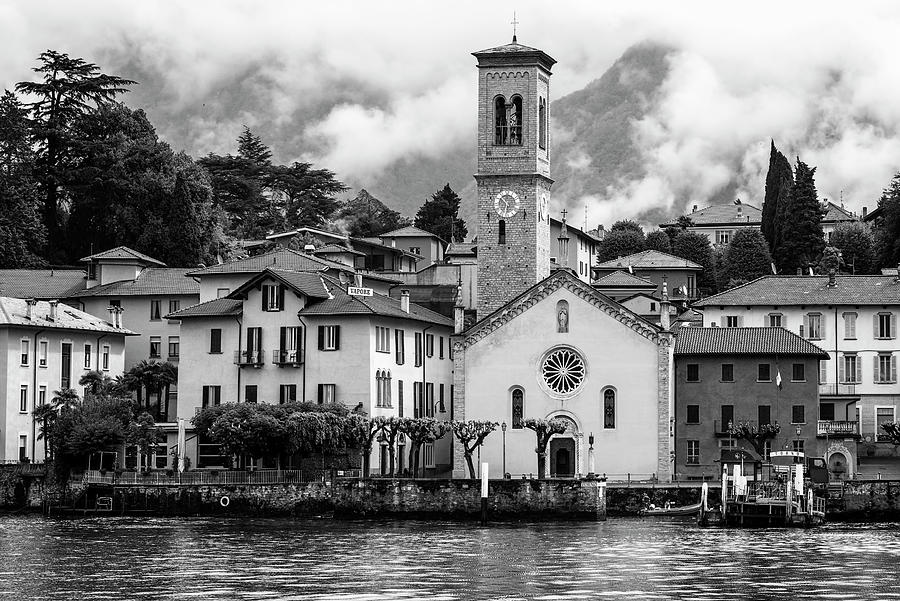 Torno on Lake Como Italy BW II Photograph by Joan Carroll