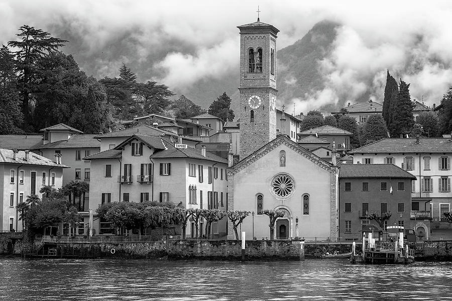 Torno on Lake Como Italy BW Photograph by Joan Carroll