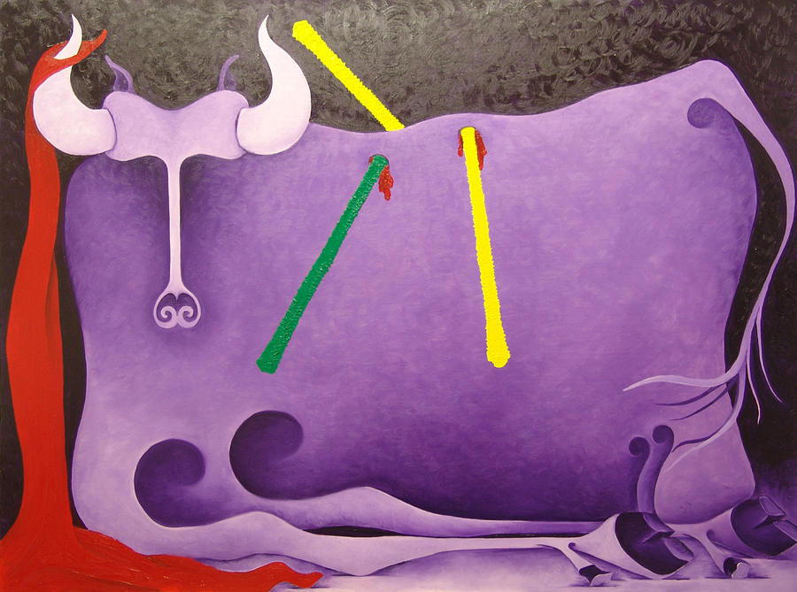 Toro Morado 1988 Painting by S A C H A - Circulism Technique