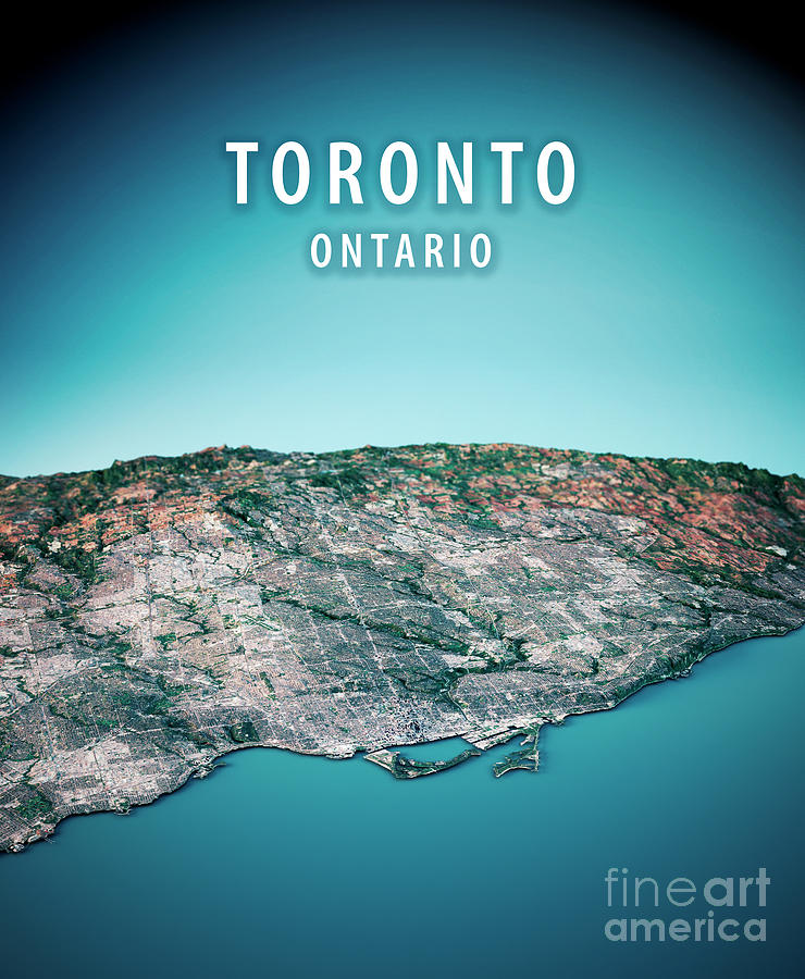 Toronto 3d Render Satellite View Topographic Map Vertical Frank Ramspott 
