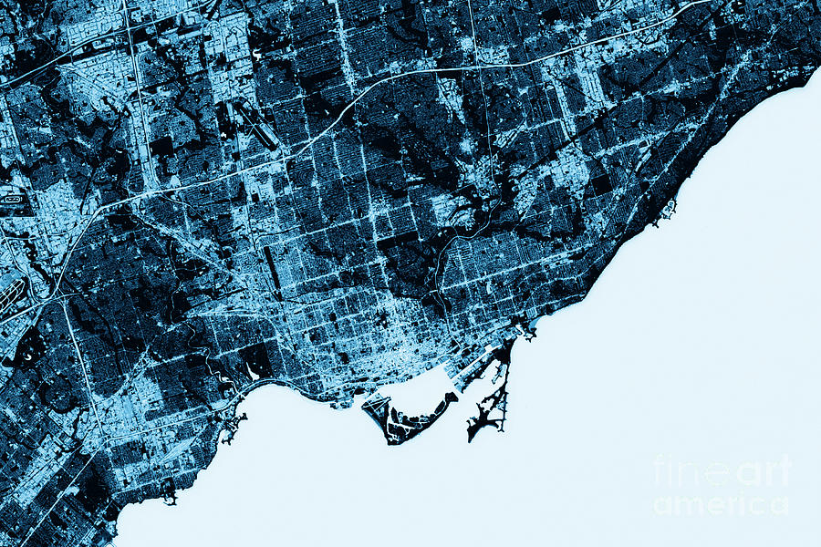 City Digital Art - Toronto Abstract City Map Top View Dark by Frank Ramspott