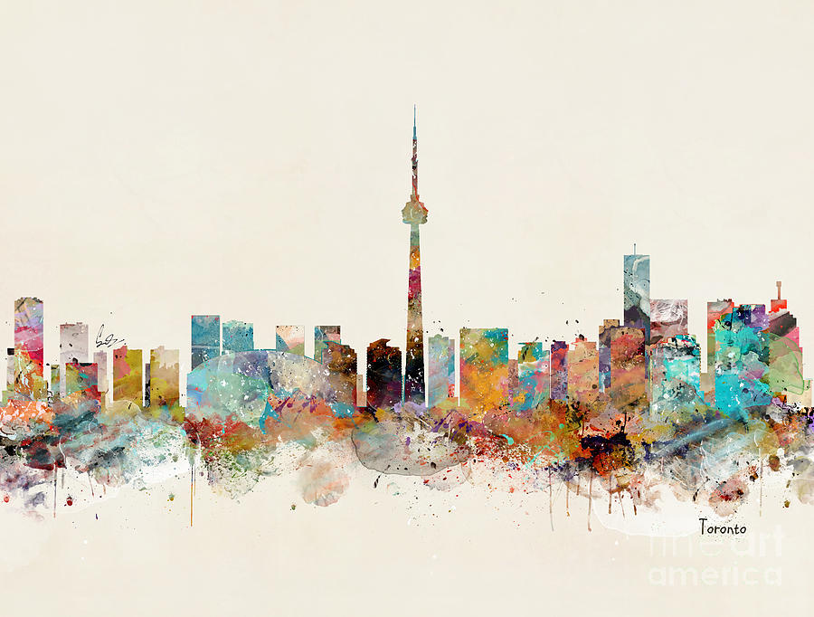 Skyline Painting - Toronto City Skyline by Bri Buckley
