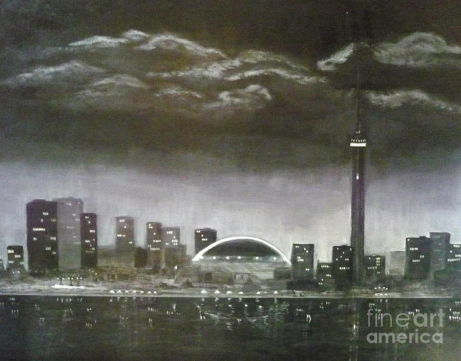 Toronto CN Tower Skyline Painting by Monika Shepherdson