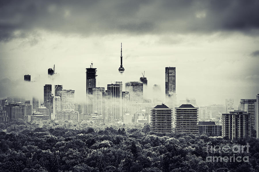 Toronto In Rain Clouds Photograph by Charline Xia
