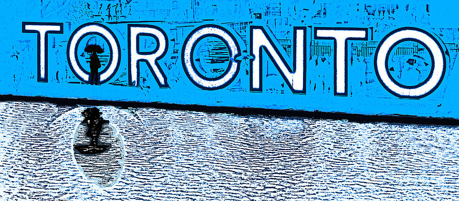 Toronto In The Rain Poster in Blue Photograph by Nina Silver