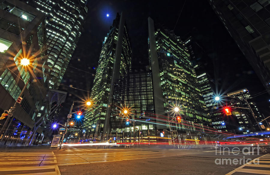 Toronto King and Bay Night Traffic Photograph by Charline Xia