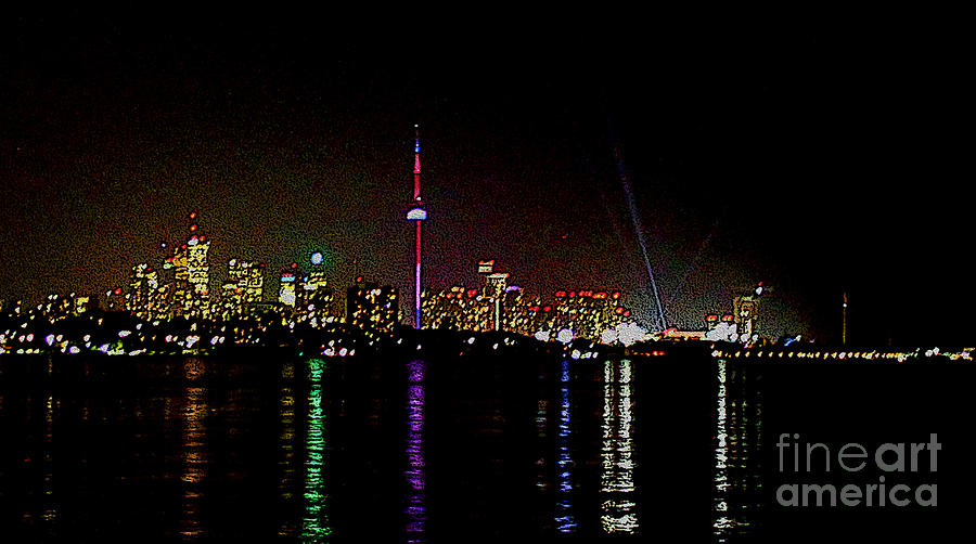 Toronto Neon Skyline in Oil Photograph by Nina Silver