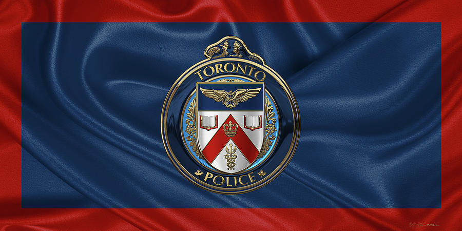 Toronto Police Service  -  T P S  Emblem over FlagToronto Police Service  -  T P S  Emblem over Flag Digital Art by Serge Averbukh