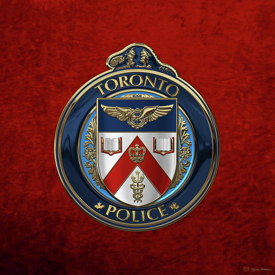Toronto Police Service  -  T P S  Emblem over Red Velvet Digital Art by Serge Averbukh