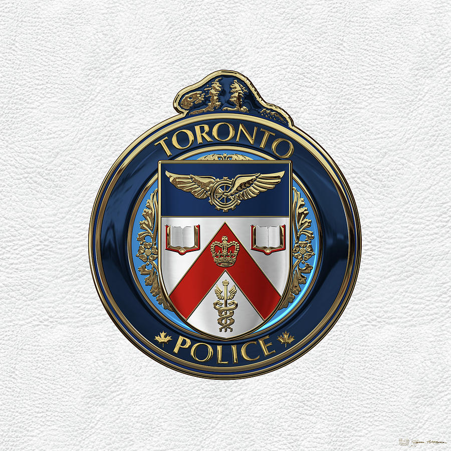 Toronto Police Service  -  T P S  Emblem over White Leather Digital Art by Serge Averbukh