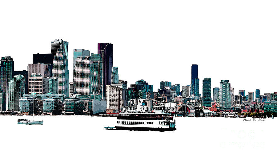Toronto Maple Leafs Photograph - Toronto Portlands Skyline with Island Ferry by Nina Silver