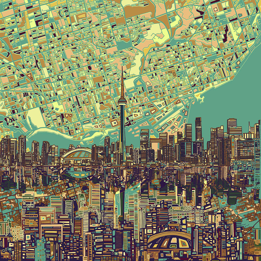 Toronto Skyline Abstract 7 Painting by Bekim M