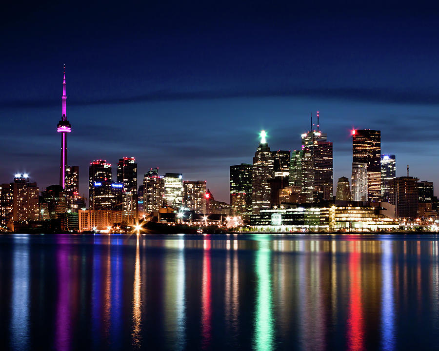 Toronto Skyline At Night From Polson St No 2 Photograph