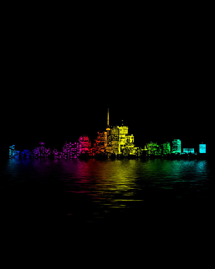 Abstract Digital Art - Toronto Skyline Gradient Flood by Brian Carson