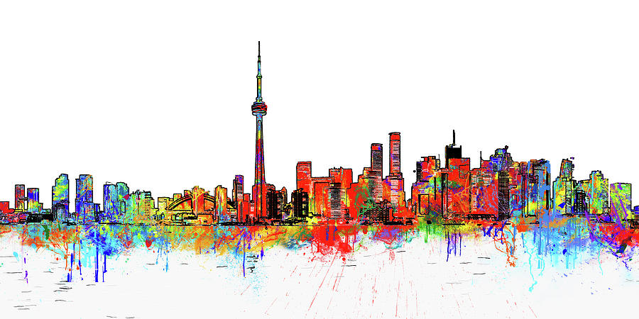 Skyscraper Photograph - Toronto Skyline in Watercolor Style by Alex Pyro