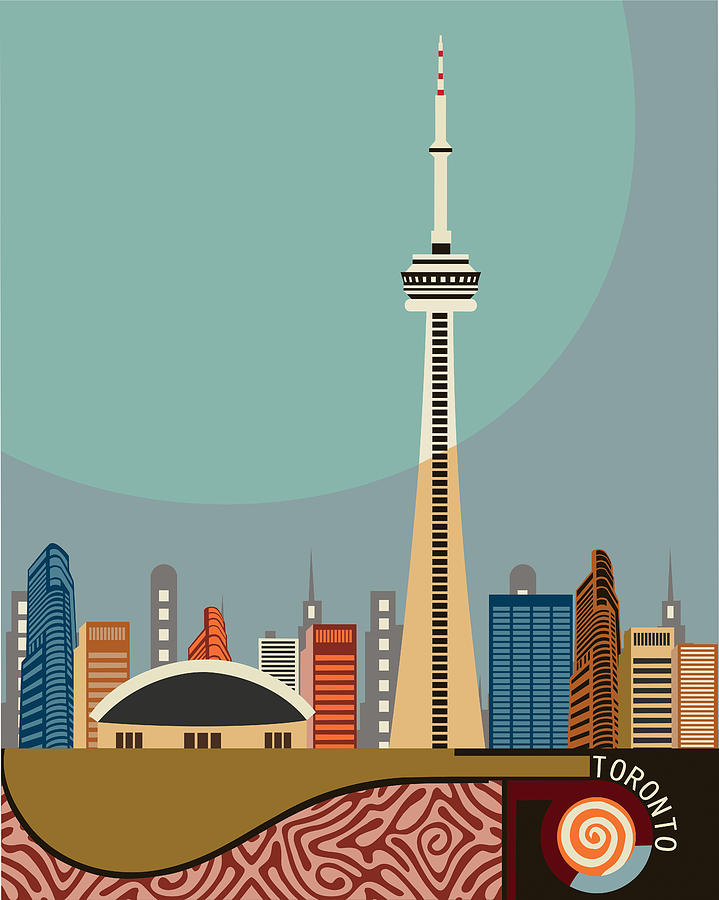 Toronto Skyline Digital Art - Toronto Skyline by Lanre Studio