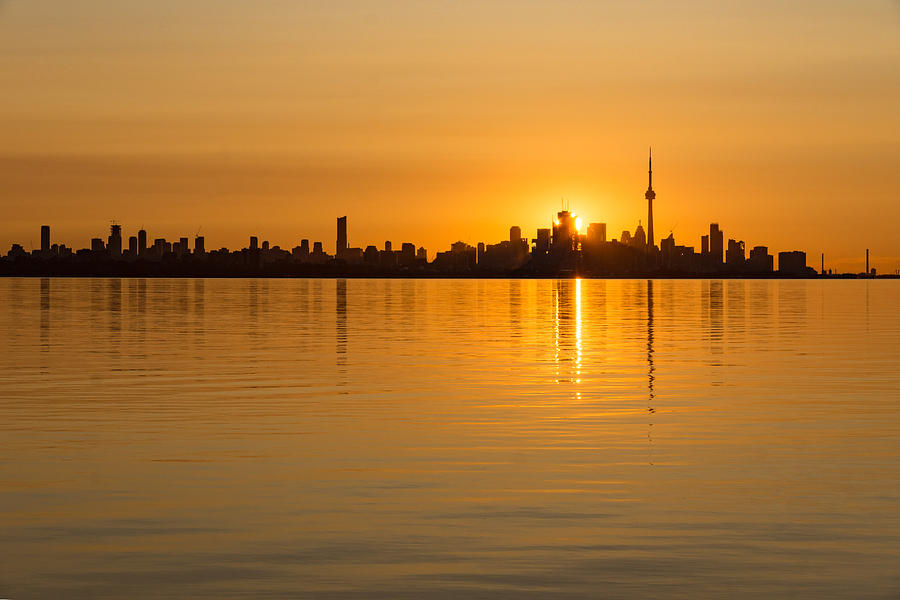 Toronto Skyline - Three Suns Over Liquid Silk Photograph by Georgia Mizuleva