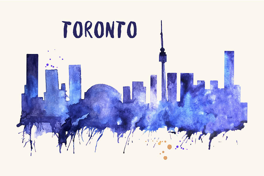 Toronto Skyline Watercolor Poster - Cityscape Painting Artwork Painting by Beautify My Walls