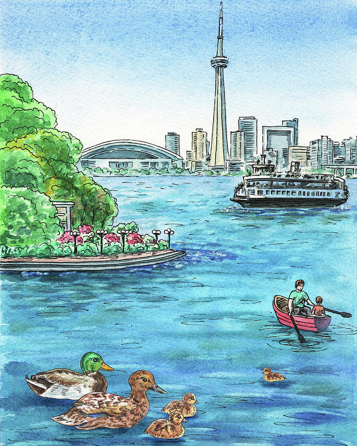 Toronto Waterfront And City Skyline Painting by Irina Sztukowski