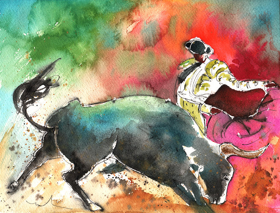 Bullfighting Under The Rainbow Painting by Miki De Goodaboom