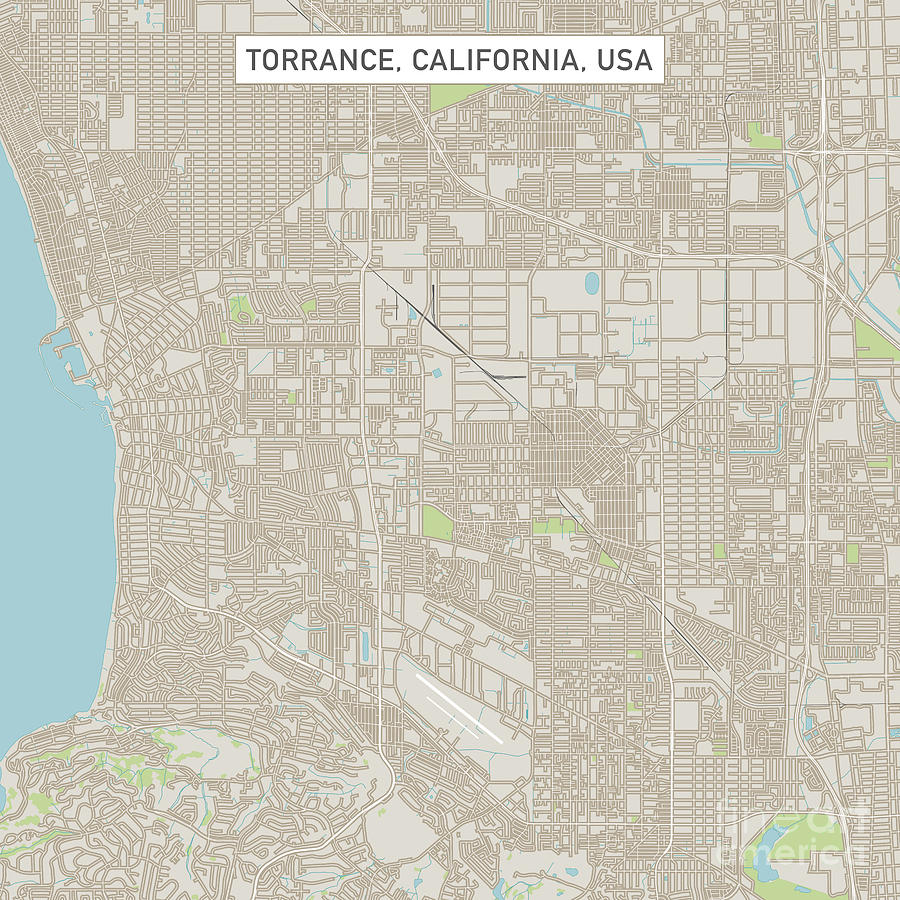 Torrance California US City Street Map Digital Art by Frank Ramspott