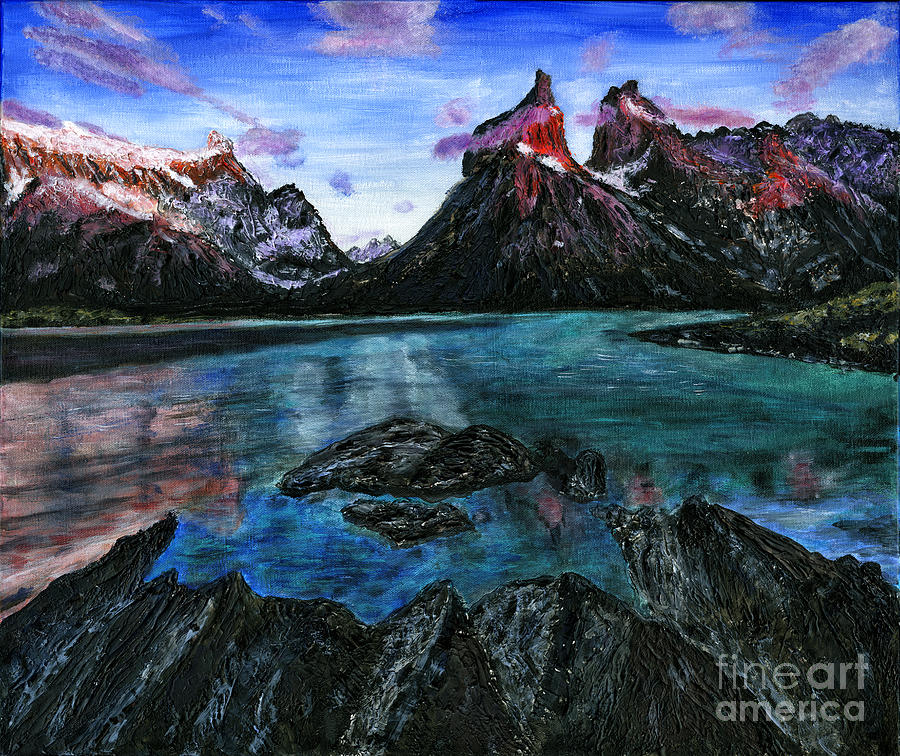 Torres del Paine Cuernos Painting Painting by Timothy Hacker