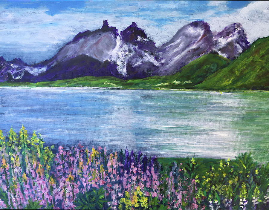 Torres del Paine in Chile Painting by Lucille Valentino