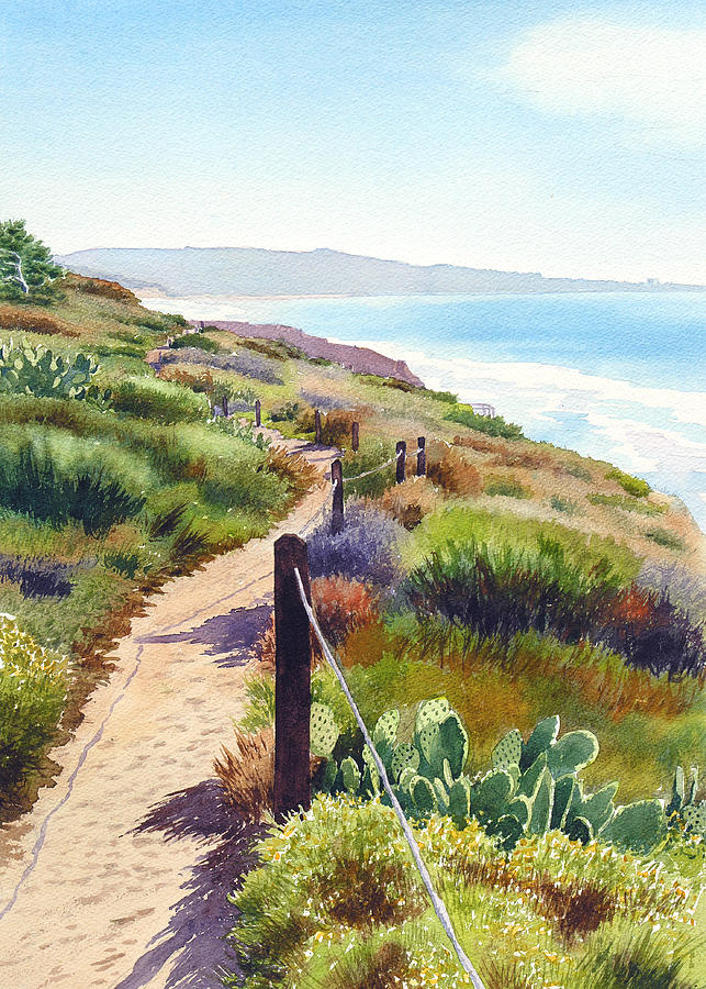 Landscape Painting - Torrey Pines Guy Fleming Trail by Mary Helmreich