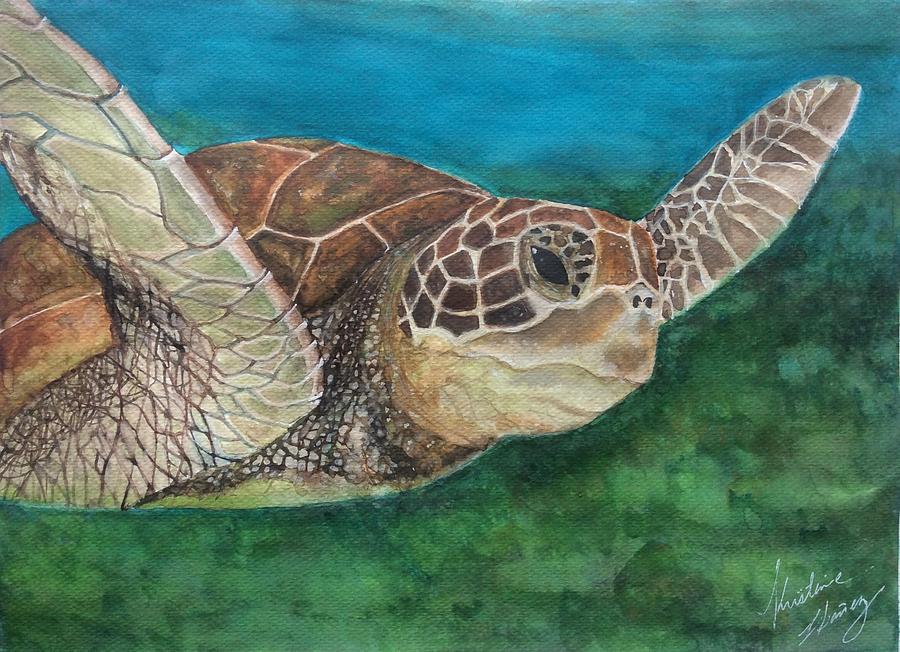 Tortoise Turquoise Painting by Kristine Kristine - Fine Art America