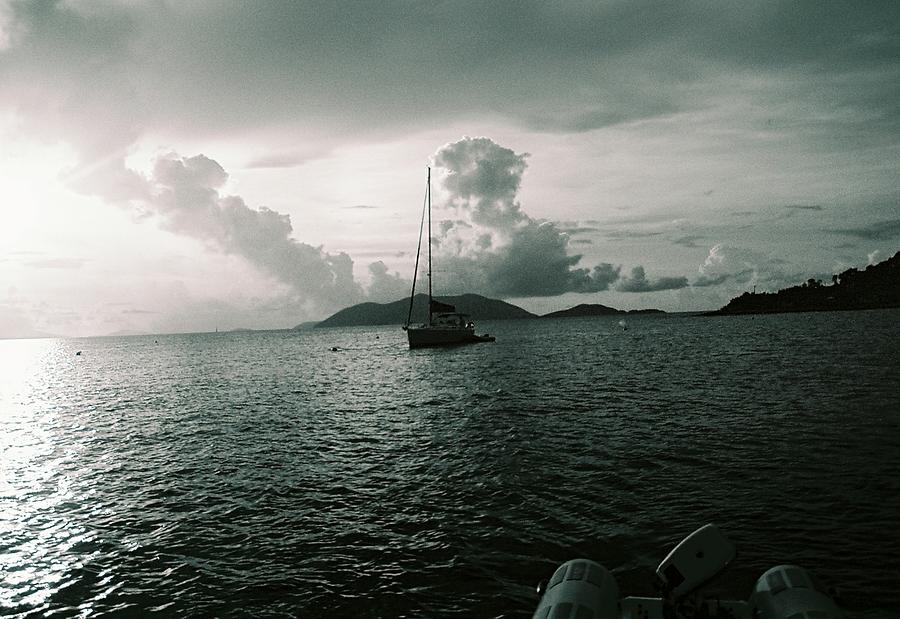 Tortola Sunset B/w Photograph by Fiona Dinali