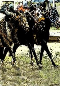 Horse Racing Digital Art - Toss Up by Gary Rogers Horse Racing Digital Art - Toss Up by Gary Rogers