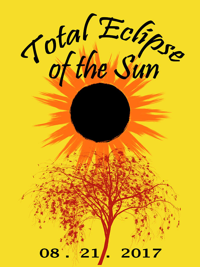 Total Eclipse Art Sun and Tree on Yellow Photograph by Debra and Dave Vanderlaan