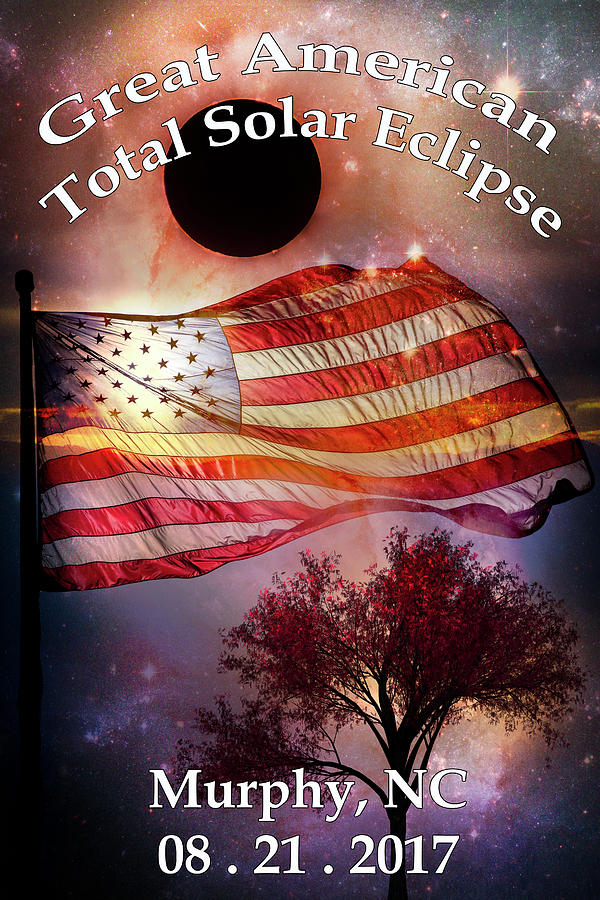 Total Eclipse of the Sun flag Tree Art Photograph by Debra and Dave Vanderlaan
