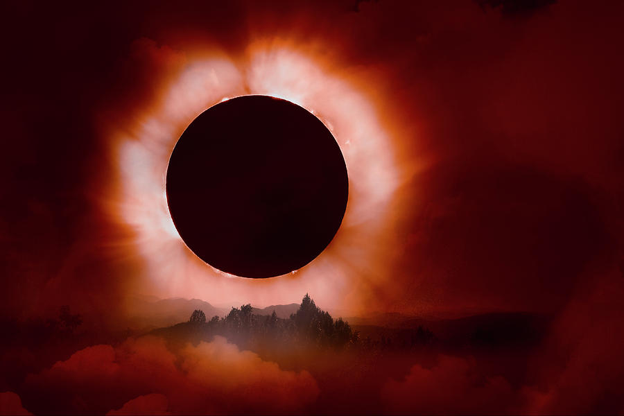 Total Eclipse of the Sun in the Mountains Photograph by Debra and Dave Vanderlaan