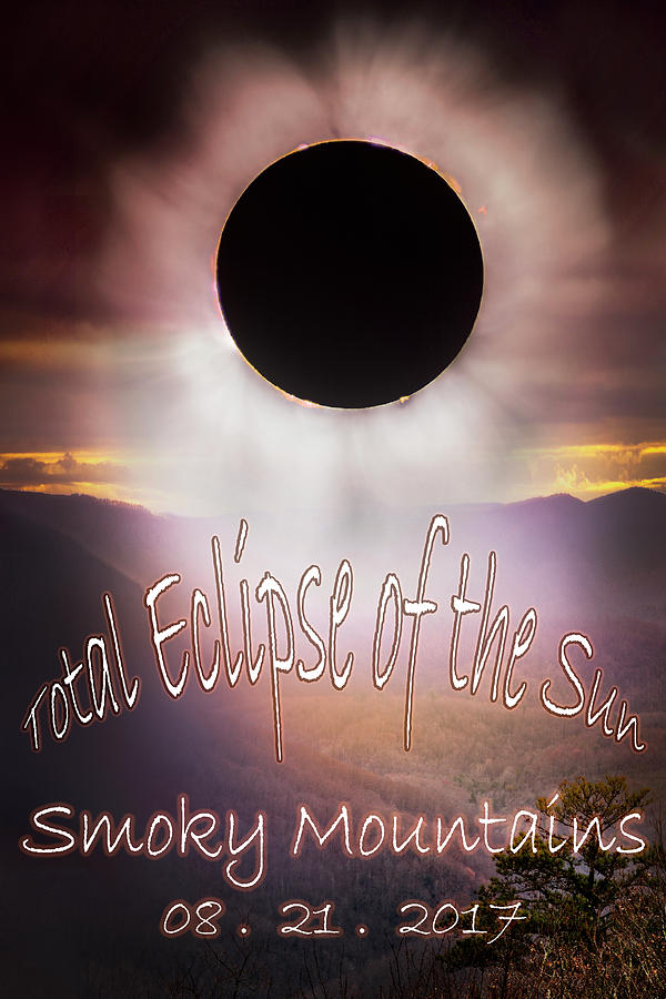 Total Eclipse of the Sun Smoky Mountains Digital Art by Debra and Dave Vanderlaan