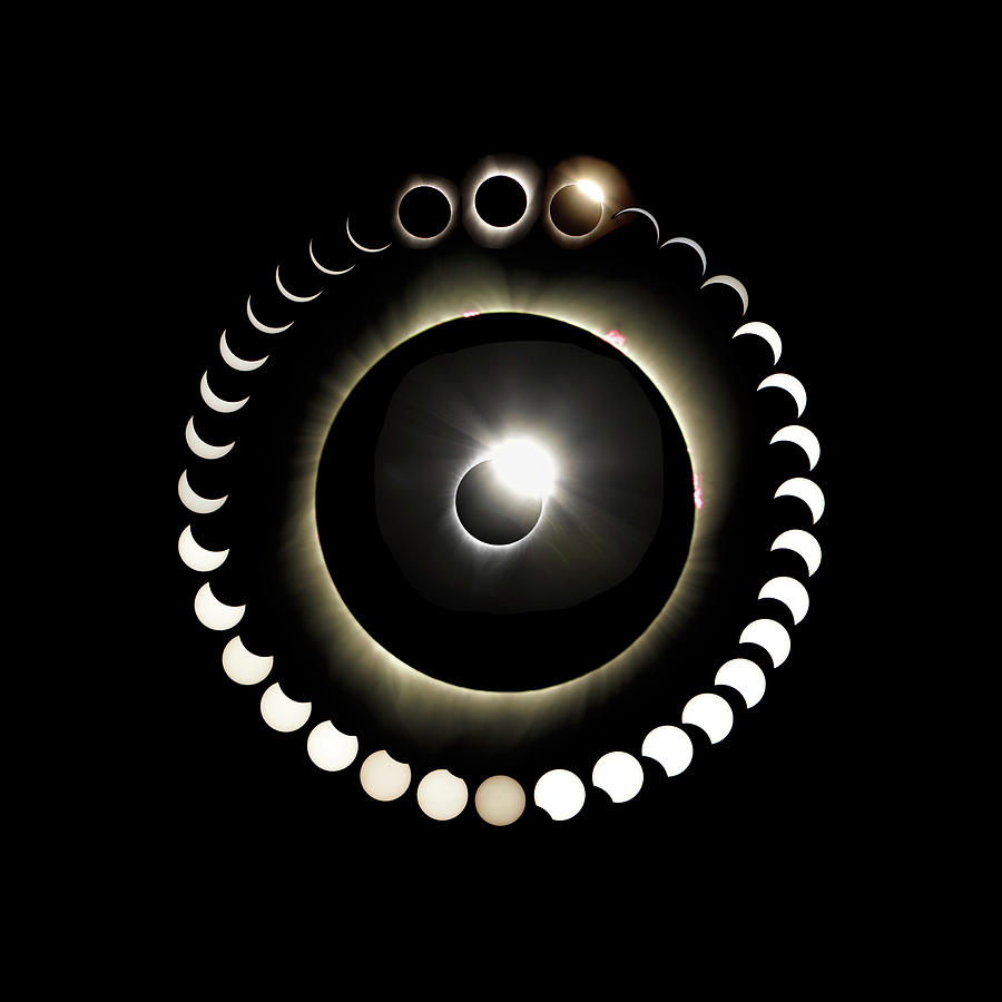 Solar Eclipse Photograph - Total Solar Eclipse Composite by Her Arts Desire