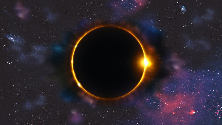 Total Solar Eclipse In Space Digital Art by Georgeta Blanaru
