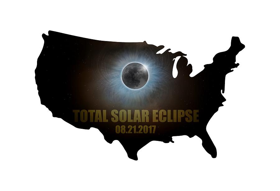 Total Solar Eclipse in United States Map Outline Digital Art by David Gn