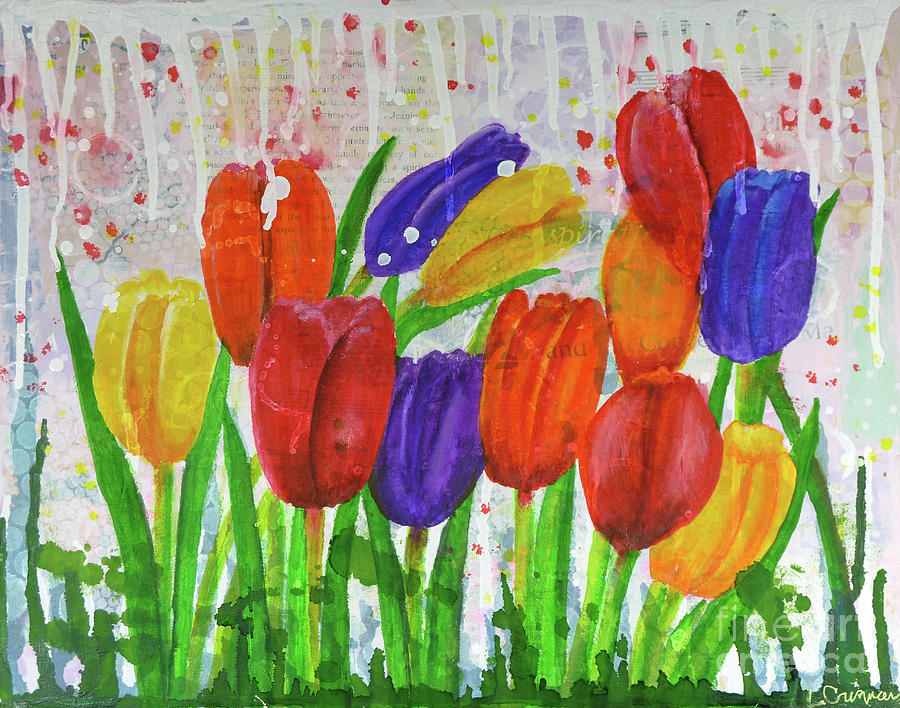 Totally Tulips Painting by Lisa Crisman