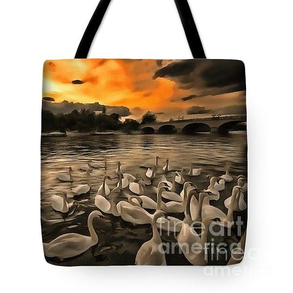Tote Bag - Swan Gloaming Photograph by Jack Torcello