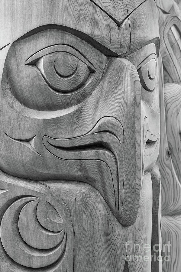 Totem Pole Eagle bw Photograph by Jerry Fornarotto