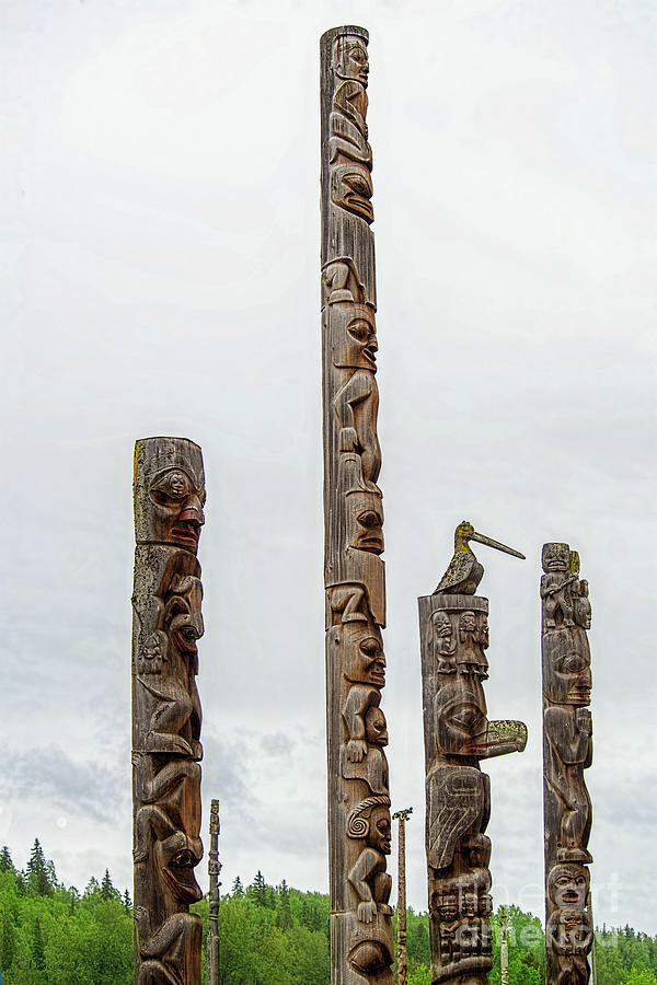 Totem Poles Gitanyou Photograph by David Arment